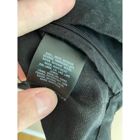 Anthro Maeve Becca Linen Blend Square Neck Puff Sleeve Black Blouse Size 2 - Picture 6 of 11